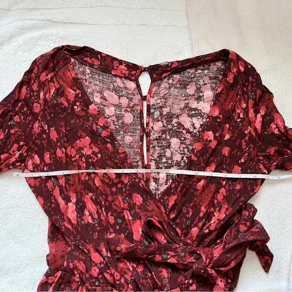 Free People Womens Maroon Berry Combo All The Right Ruffles Short Romper - Picture 10 of 11